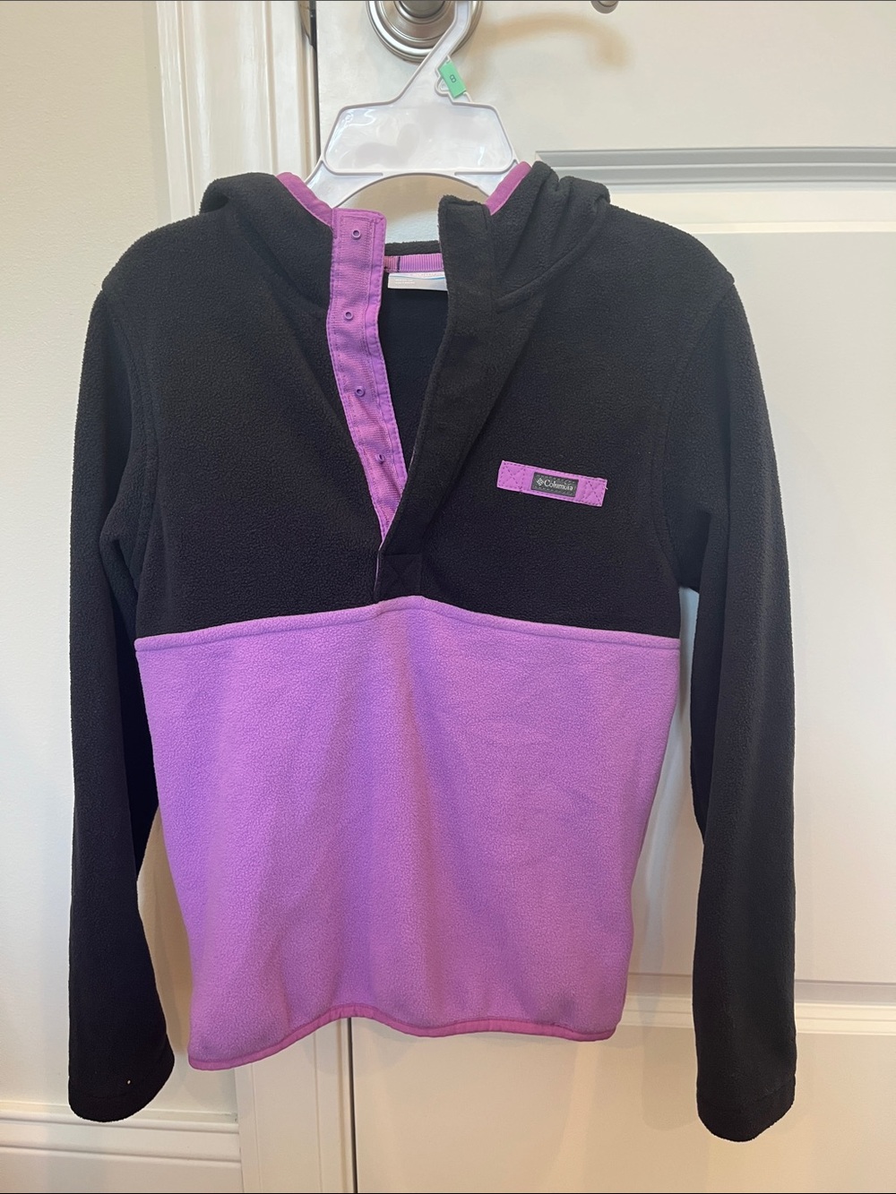 Columbia Kids Black and Purple Two-Tone Fleece Hoodie
